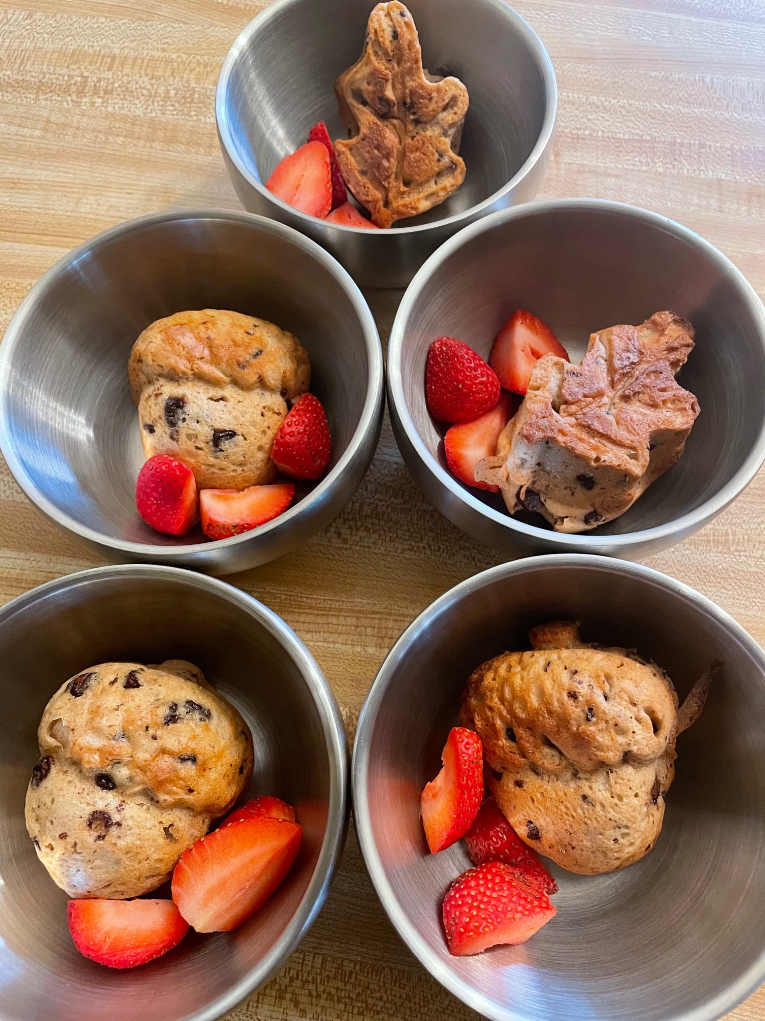 Oat & chocolate muffins served in daycare meal trays